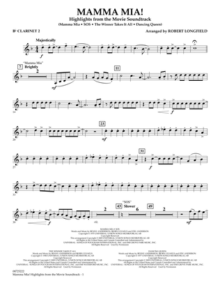 Mamma Mia! - Highlights from the Movie Soundtrack - Bb Clarinet 2