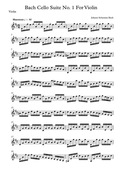 Bach Cello Suite No. 1 For Violin image number null