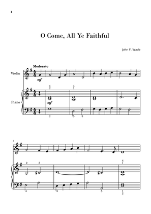 Book cover for O Come, All Ye Faithful (for Violin and Piano Beginners)