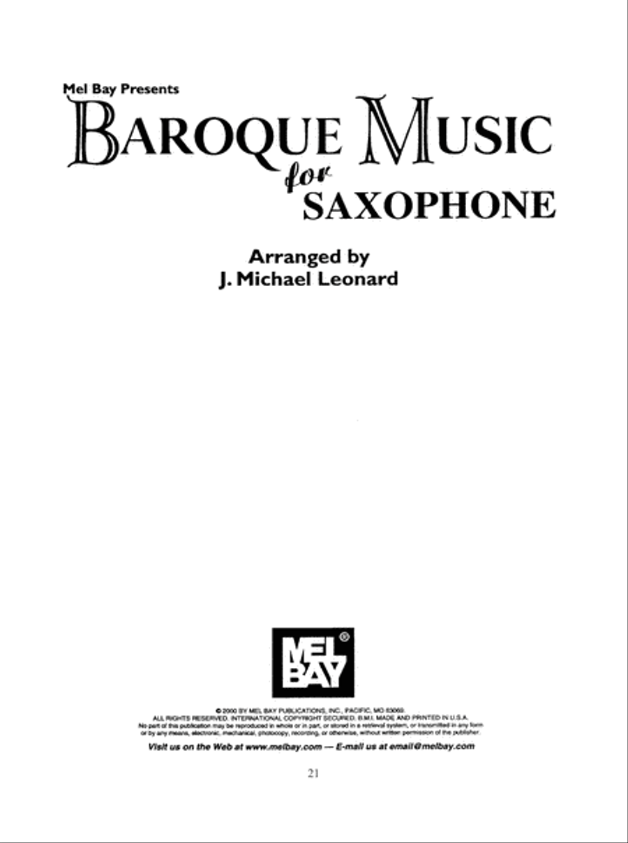 Baroque Music for Saxophone