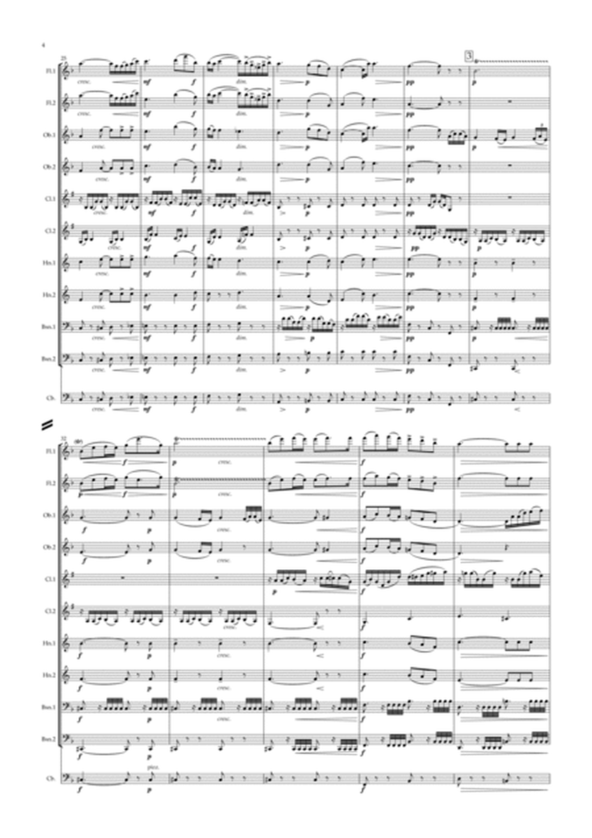 Dvorak: String Quartet No.12 in F Op.96 " American" Mvt.II Lento - symphonic wind dectet/bass image number null