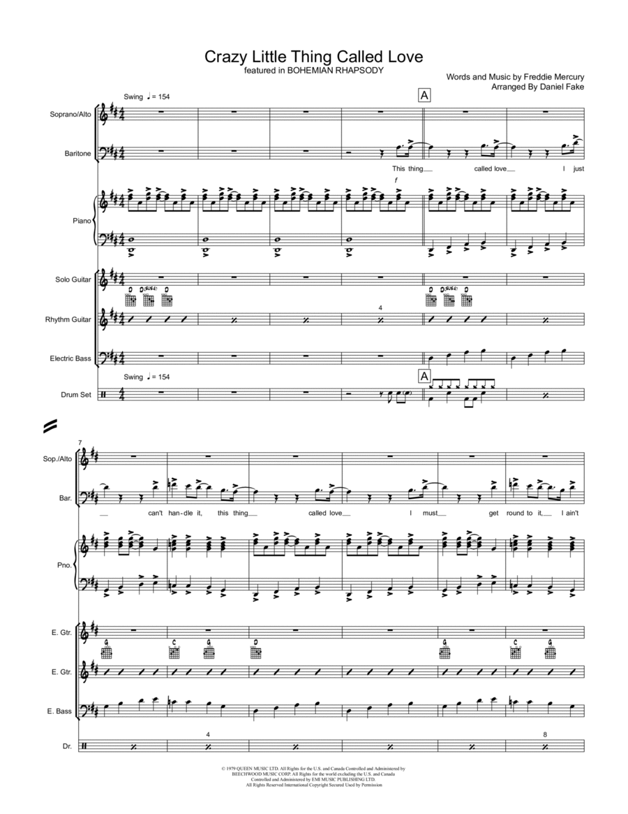 Crazy Little Thing Called Love 3-Part scores gallery preview page 1