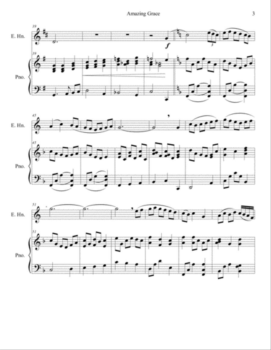 Amazing Grace for English Horn and Piano English Horn scores gallery preview page 3