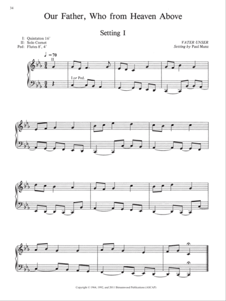Our Father, Who from Heaven Above (Settings I, II) Organ scores gallery preview page 1