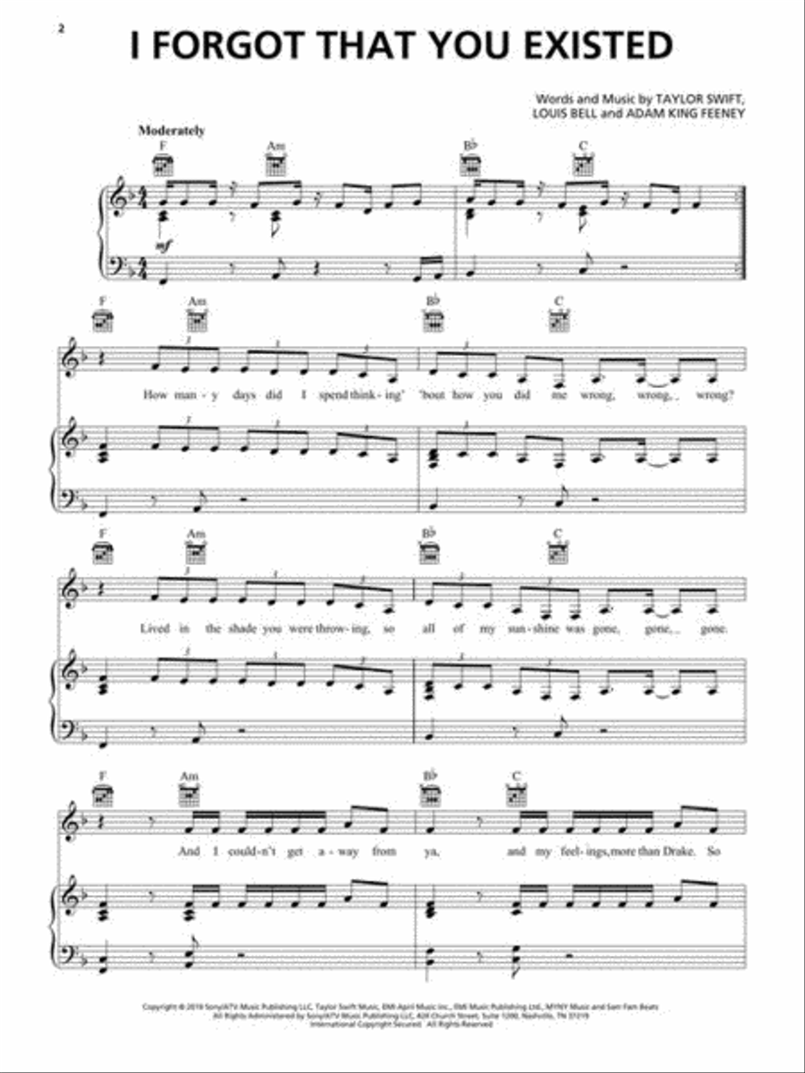 Taylor Swift – Lover Piano, Vocal, Guitar scores gallery preview page 5