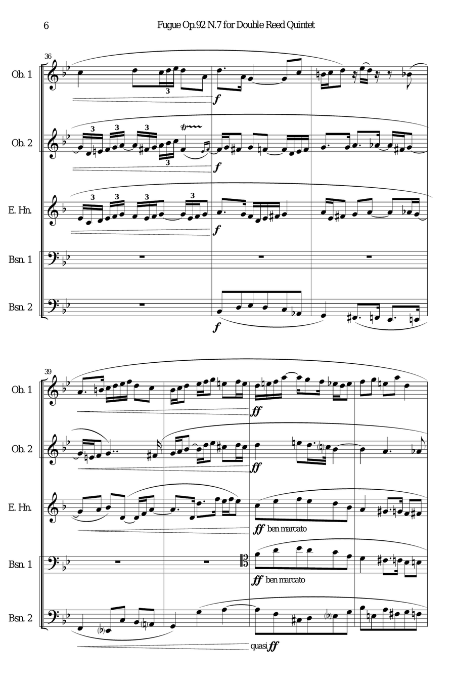 Fugue Op.92 N.7 for Double Reed Quintet Woodwind Quintet scores gallery preview page 6