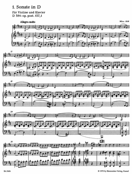 Three Sonatas for Violin and Piano, op. 137, 1-3