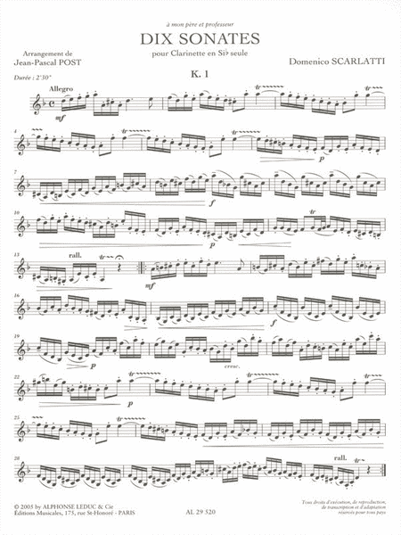 Dix Sonates Pour Clarinette En Si B
