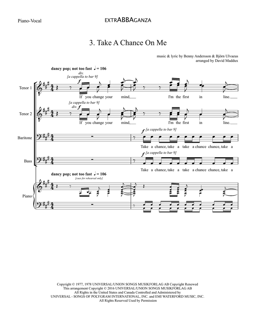 Take A Chance On Me TTBB scores gallery preview page 1