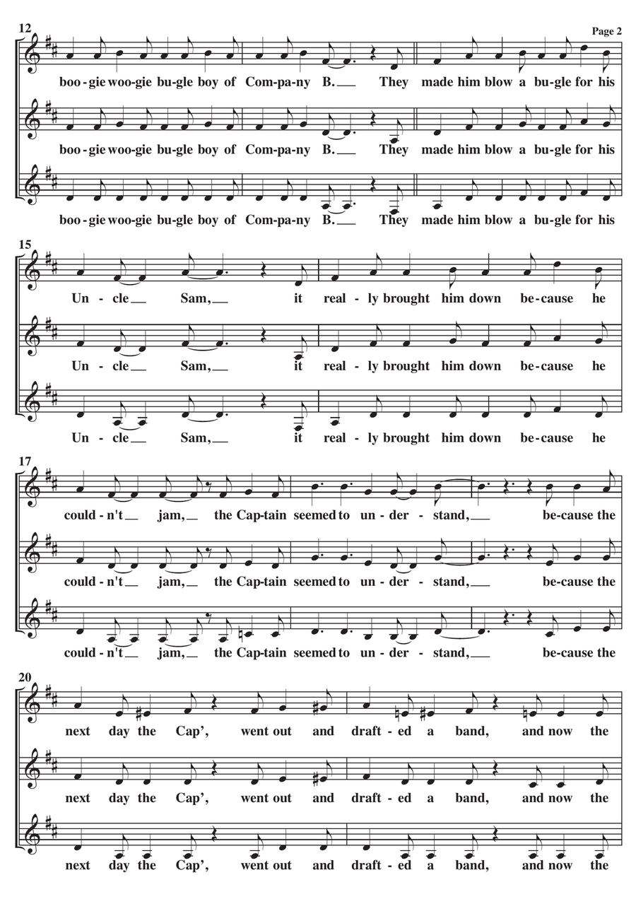 Boogie Woogie Bugle Boy SSA scores gallery preview page 2