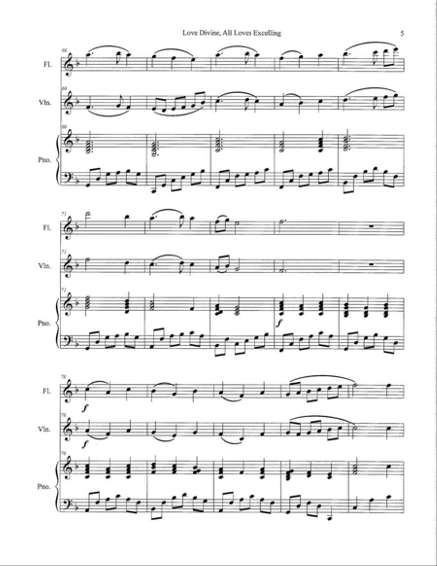 Love Divine, All Loves Excelling (with Jesus Loves Me) Flute scores gallery preview page 5