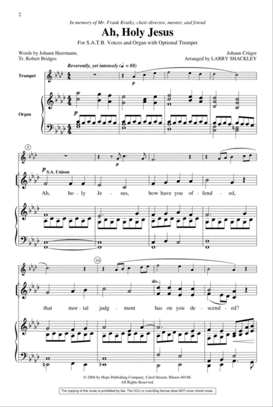 Ah, Holy Jesus 4-Part scores gallery preview page 2