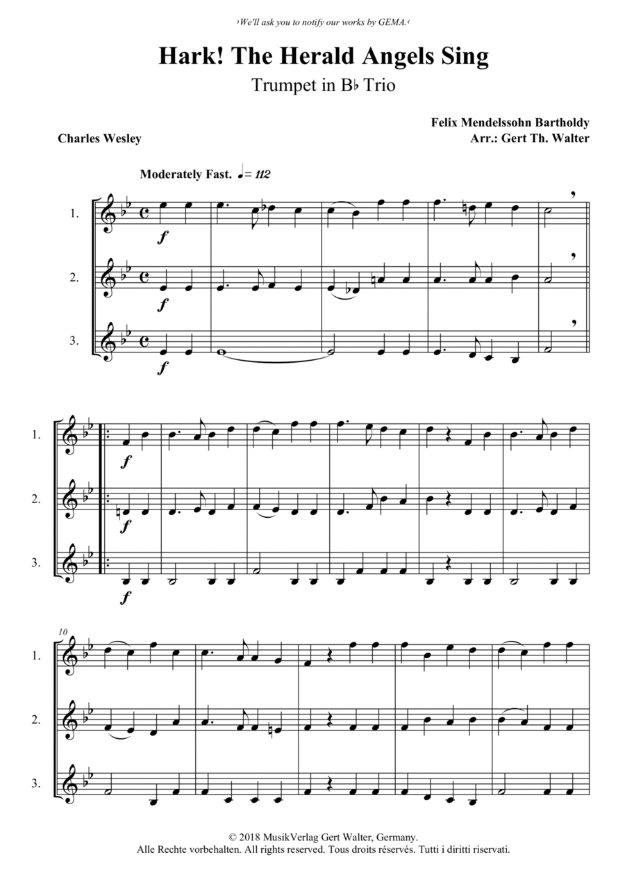 Hark! The Herald Angels Sing Trumpet Solo scores gallery preview page 1