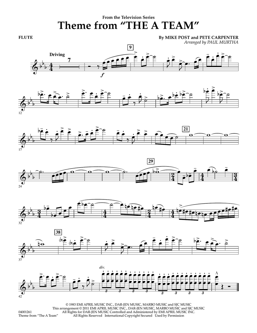 Theme from The A-Team - Flute Concert Band scores gallery preview page 1