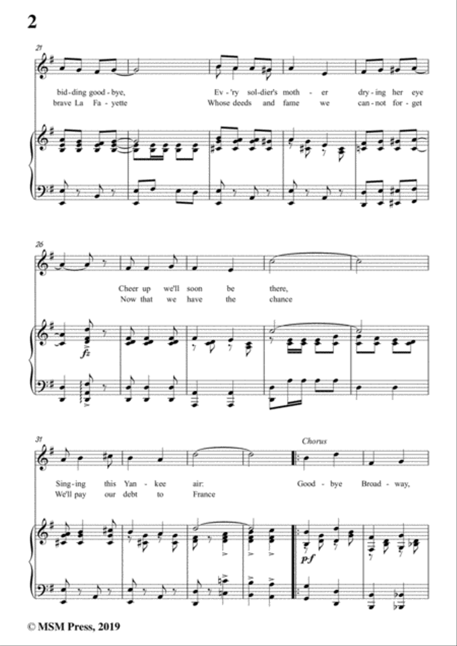 Billy Baskette-Good Bye Broadway,Hello France,in G Major,for Voice and Piano Voice Solo scores gallery preview page 4
