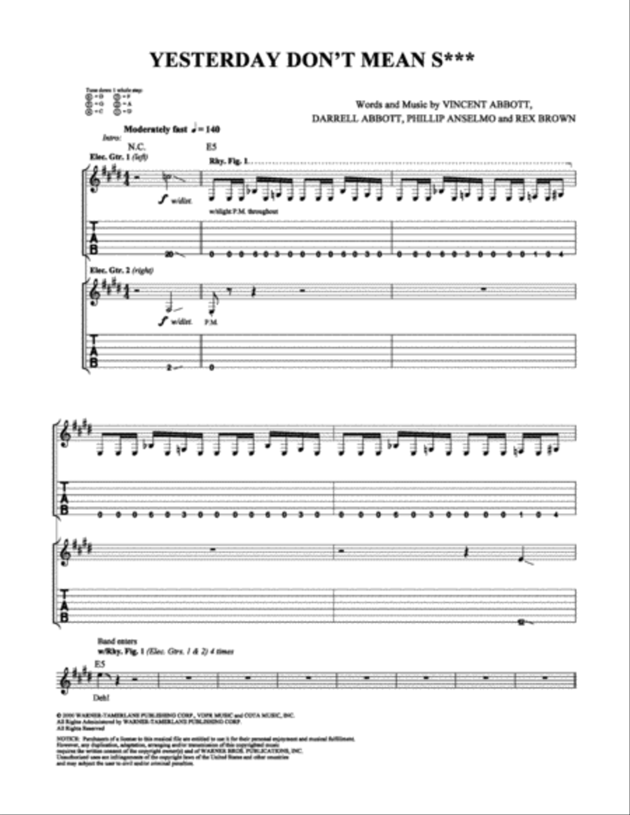 Yesterday Don't Mean S*** Electric Guitar scores gallery preview page 1