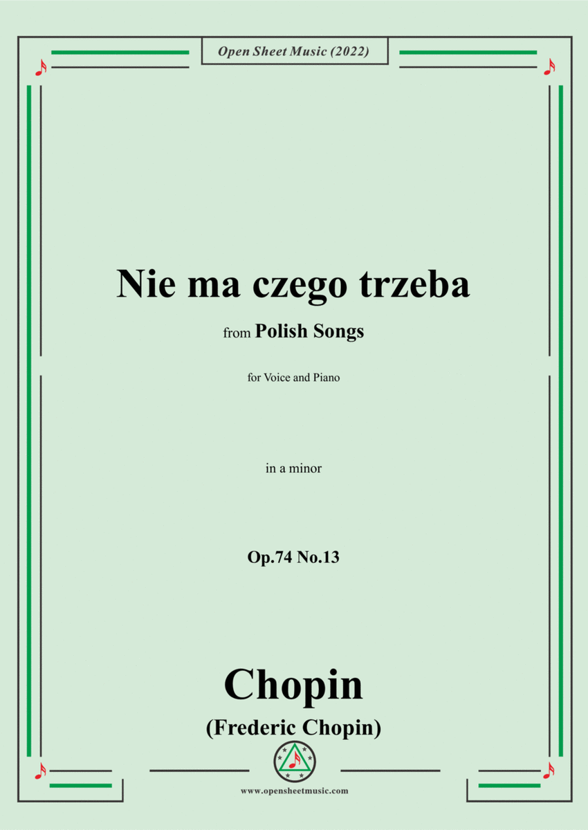 Chopin-Nie ma czego trzeba(Melancholie),in a minor,Op.74 No.13
