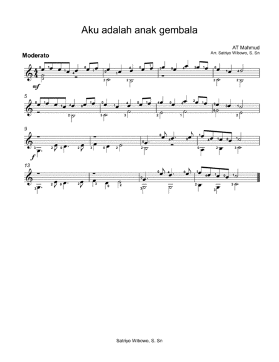 Anak Gembala Electric Guitar scores gallery preview page 1
