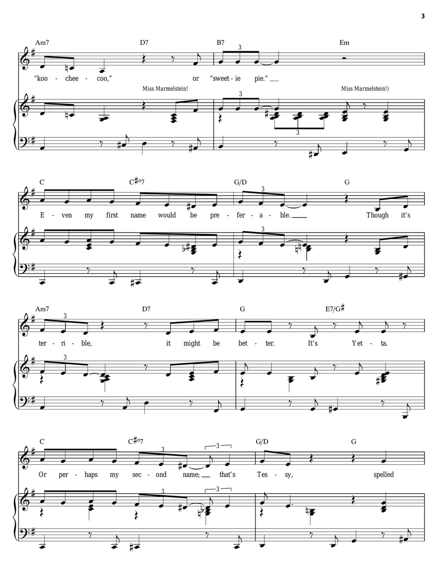 Miss Marmelstein Piano, Vocal, Guitar scores gallery preview page 3