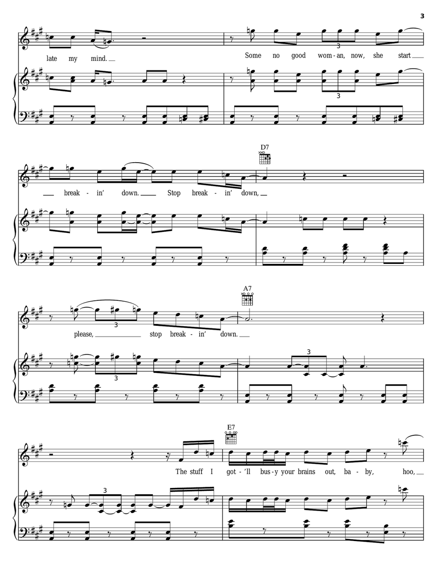 Stop Breakin' Down Blues Piano, Vocal, Guitar scores gallery preview page 3