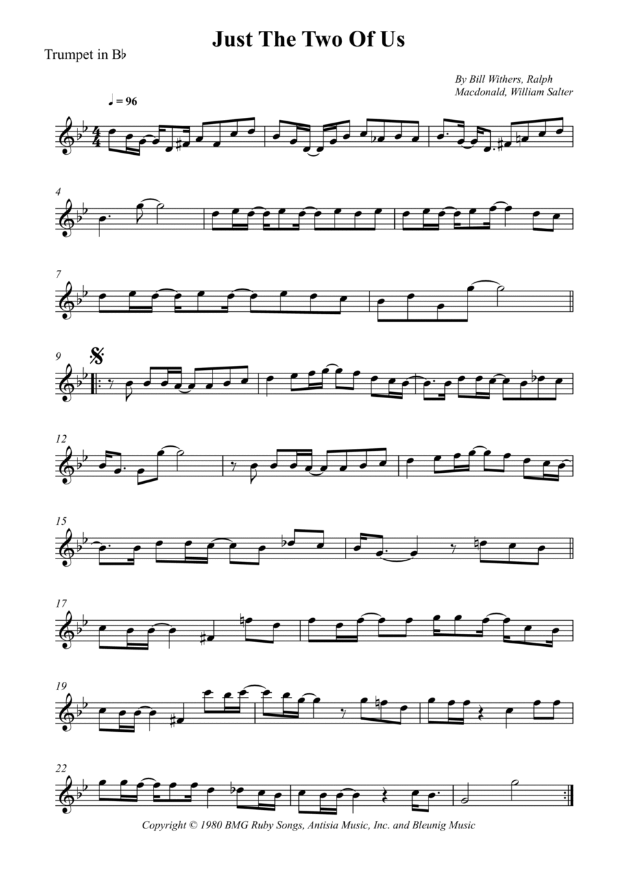 Just The Two Of Us B-Flat Trumpet scores gallery preview page 1