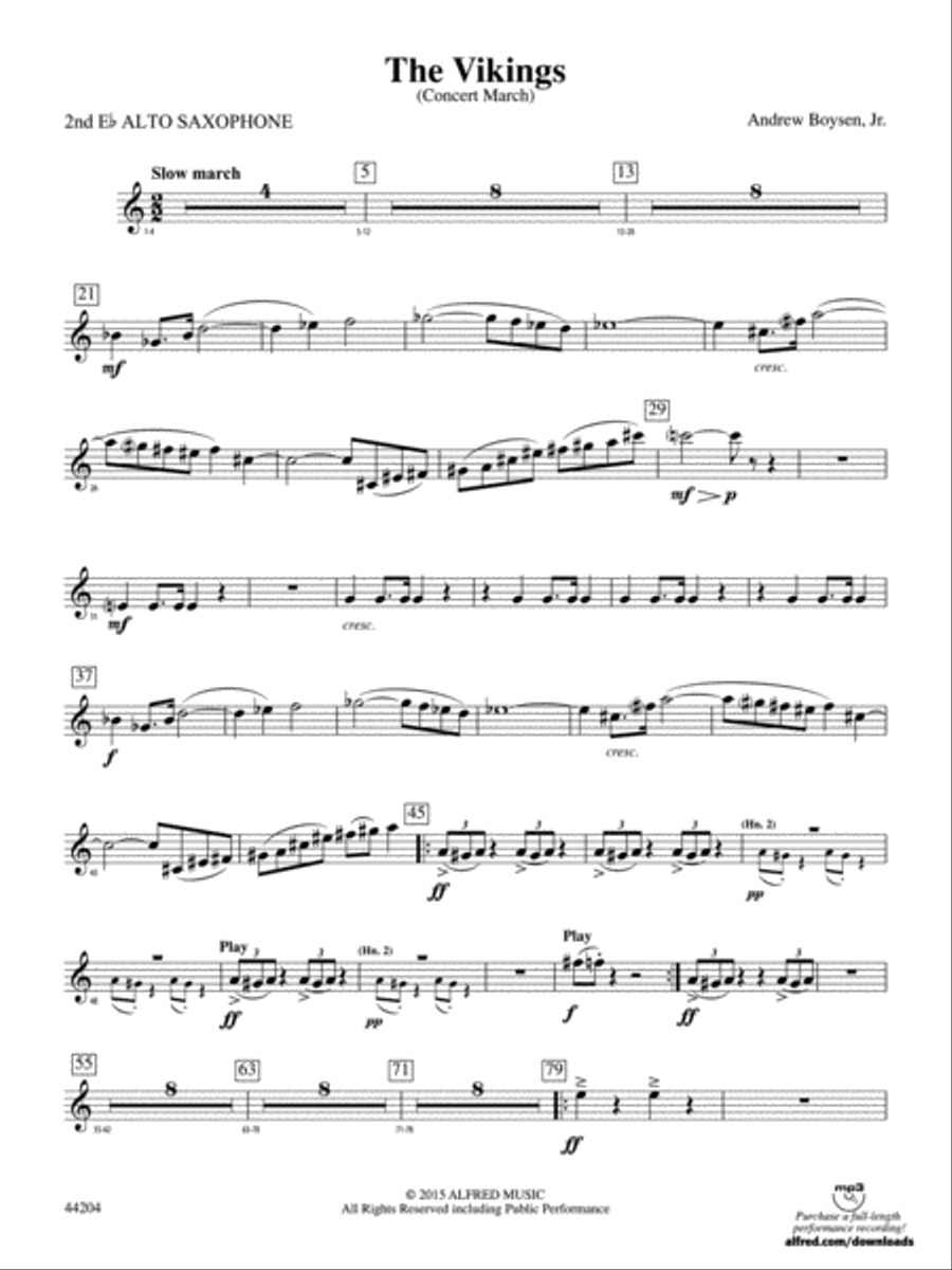 The Vikings: 2nd E-flat Alto Saxophone Concert Band scores gallery preview page 1