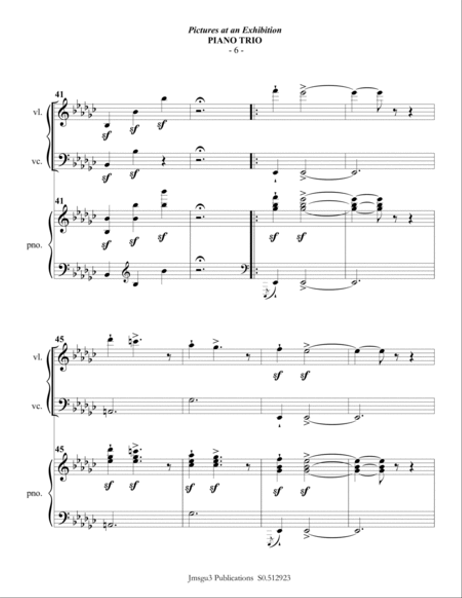 Mussorgsky: Pictures at an Exhibition for Piano Trio Piano Trio scores gallery preview page 6