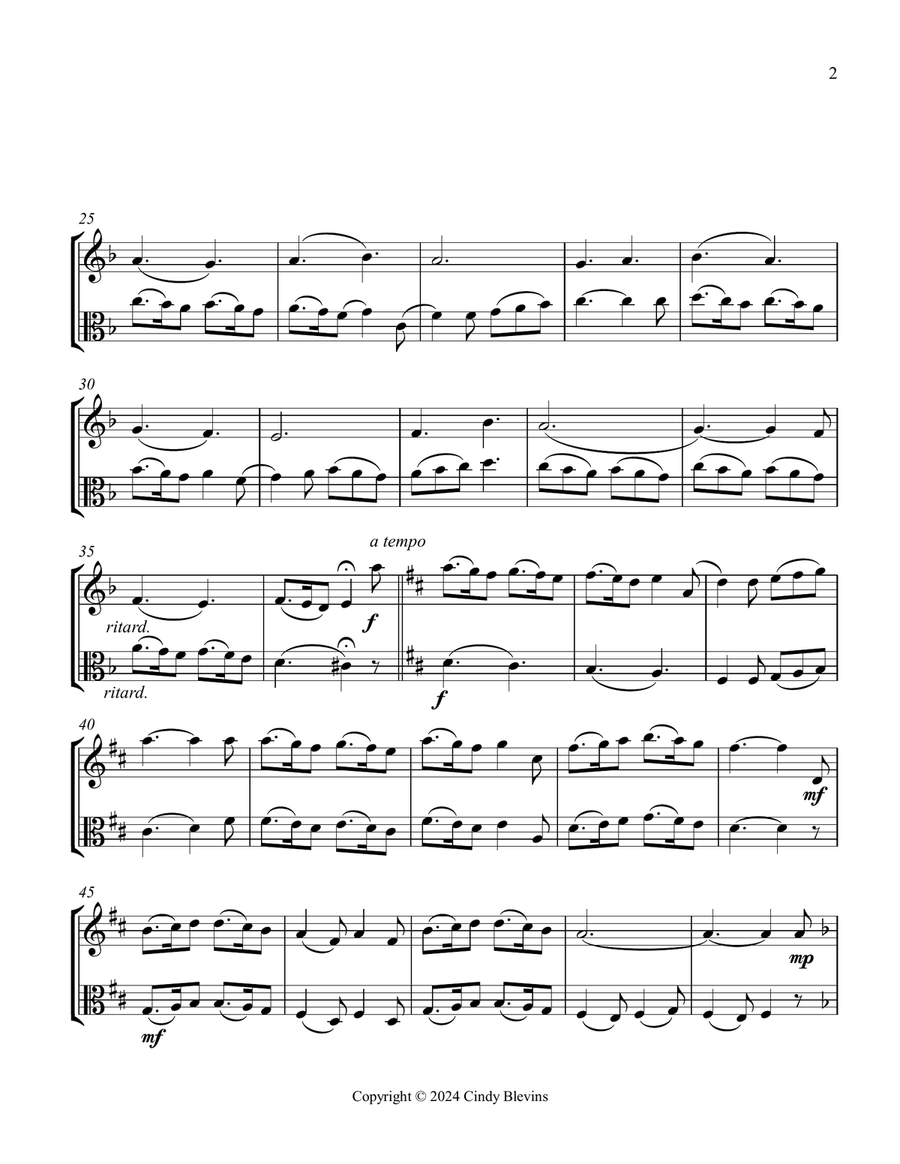 Gesu Bambino, for Violin and Viola String Duet scores gallery preview page 3