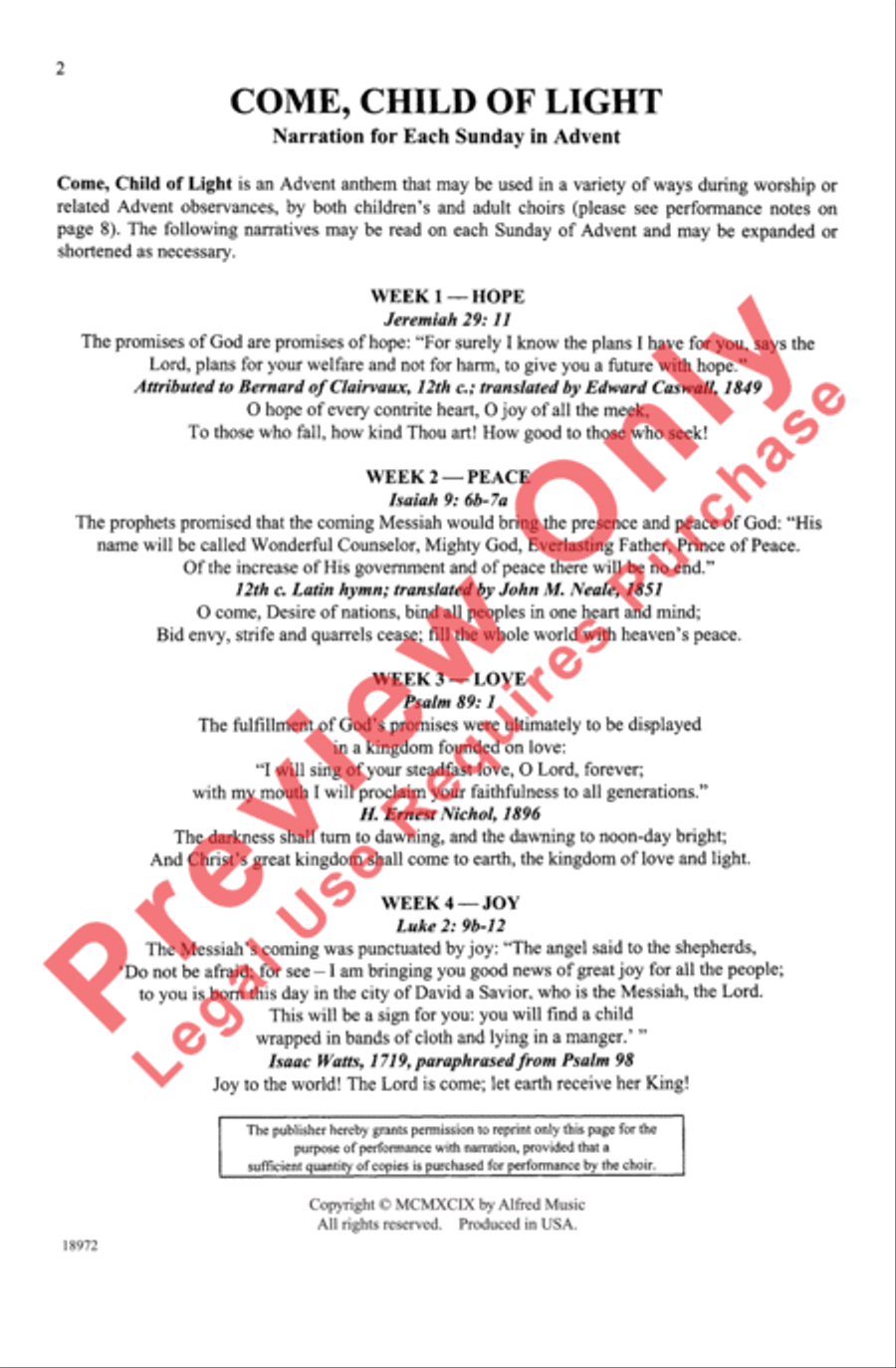 Come, Child of Light Come, Child of Light Unison Choir scores gallery preview page 2