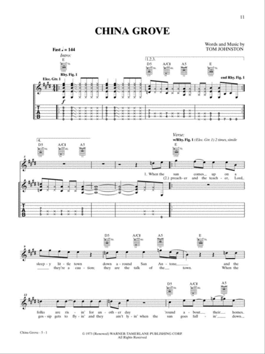 China Grove Guitar Tablature scores gallery preview page 1