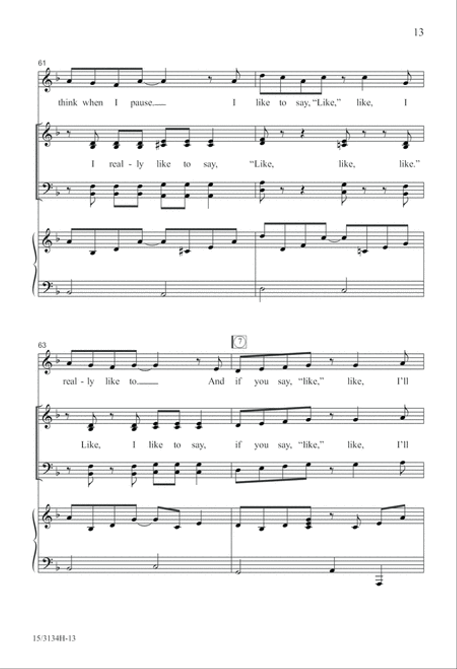 Like, I Like to Say Like 4-Part scores gallery preview page 13