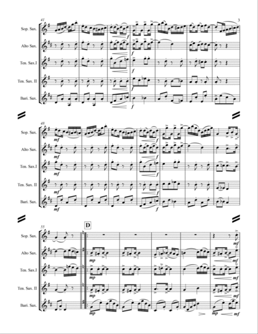Joplin - “Pineapple Rag” (for Saxophone Quintet SATTB) Saxophone Quintet scores gallery preview page 4