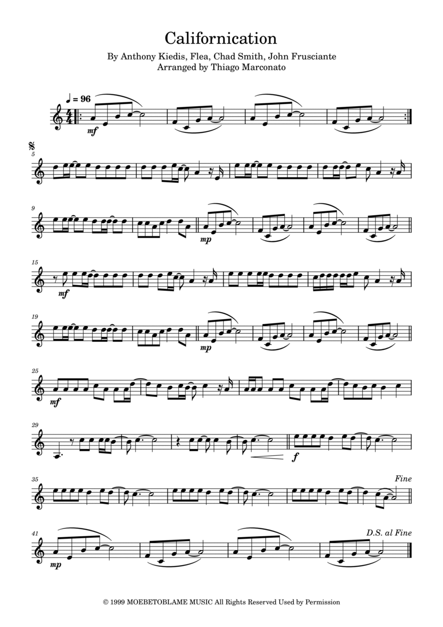 Californication Violin Solo scores gallery preview page 1