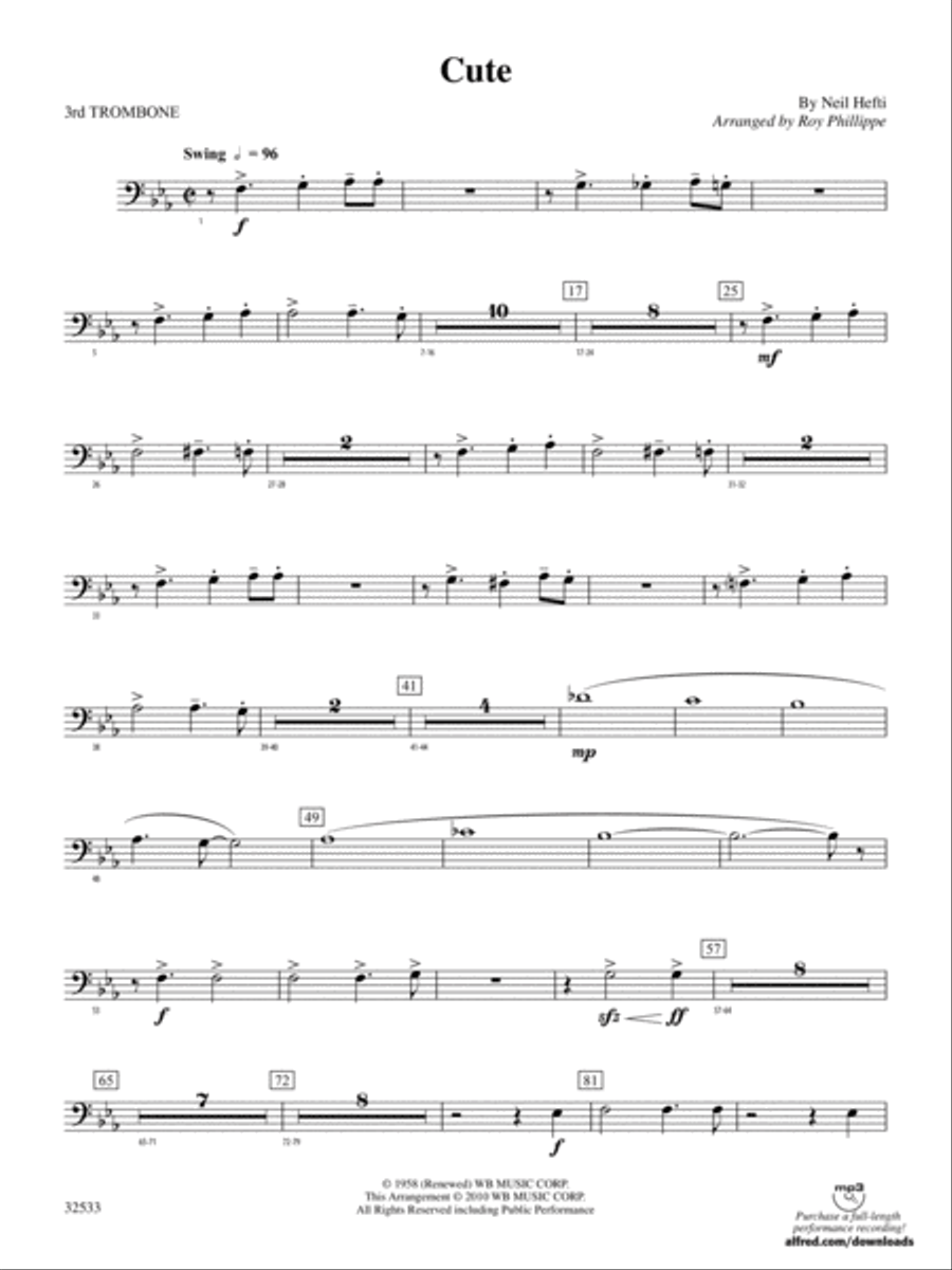 Cute: 3rd Trombone Cute: 3rd Trombone Concert Band scores gallery preview page 1