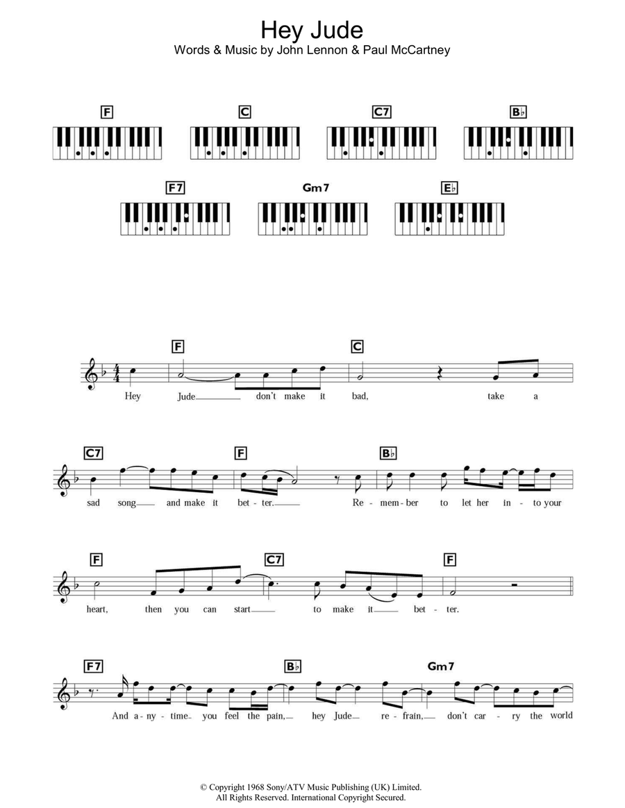 Hey Jude Piano scores gallery preview page 1