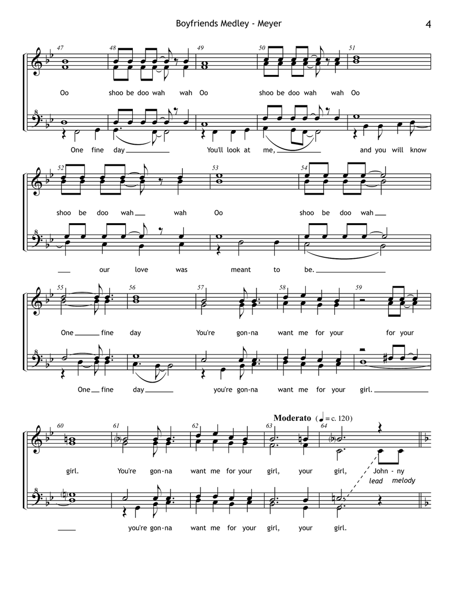 Medley: My Guy with Da Doo Ron Ron (When He Walked Me Home), One Fine Day, Johnny Angel, and My B... SSAA scores gallery preview page 4