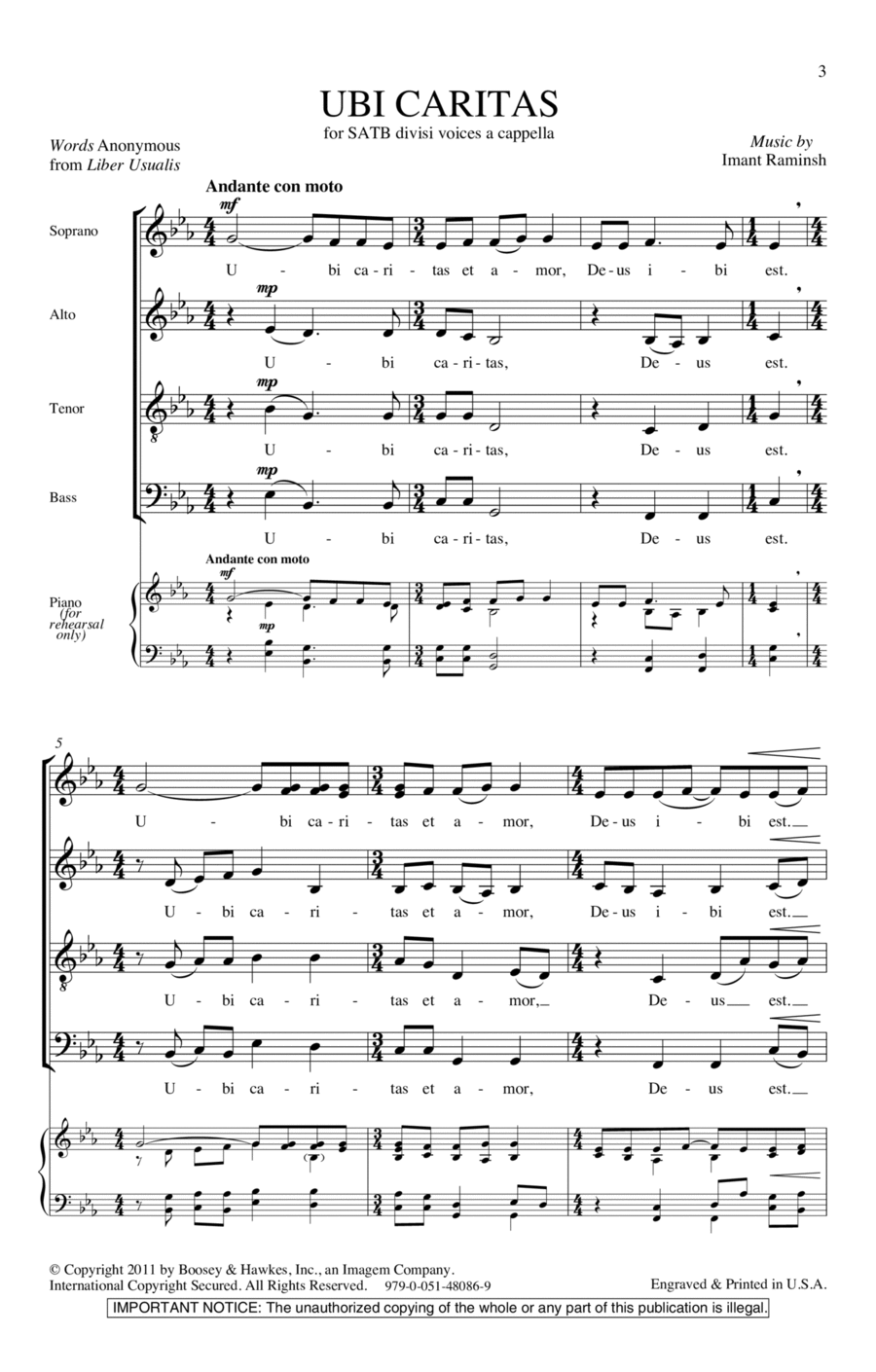 Ubi Caritas Ubi Caritas 4-Part scores gallery preview page 1