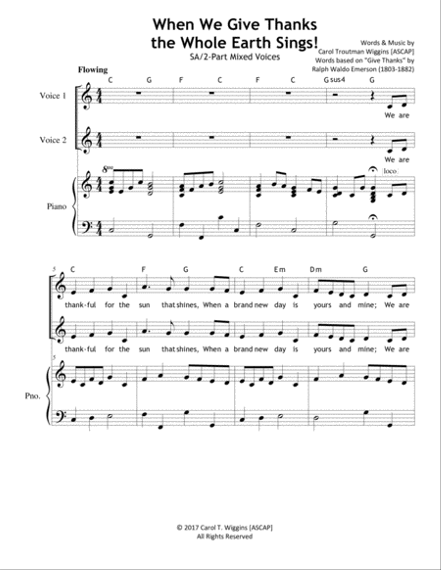 When We Give Thanks the Whole Earth Sings (SA-2-Part) SA scores gallery preview page 1