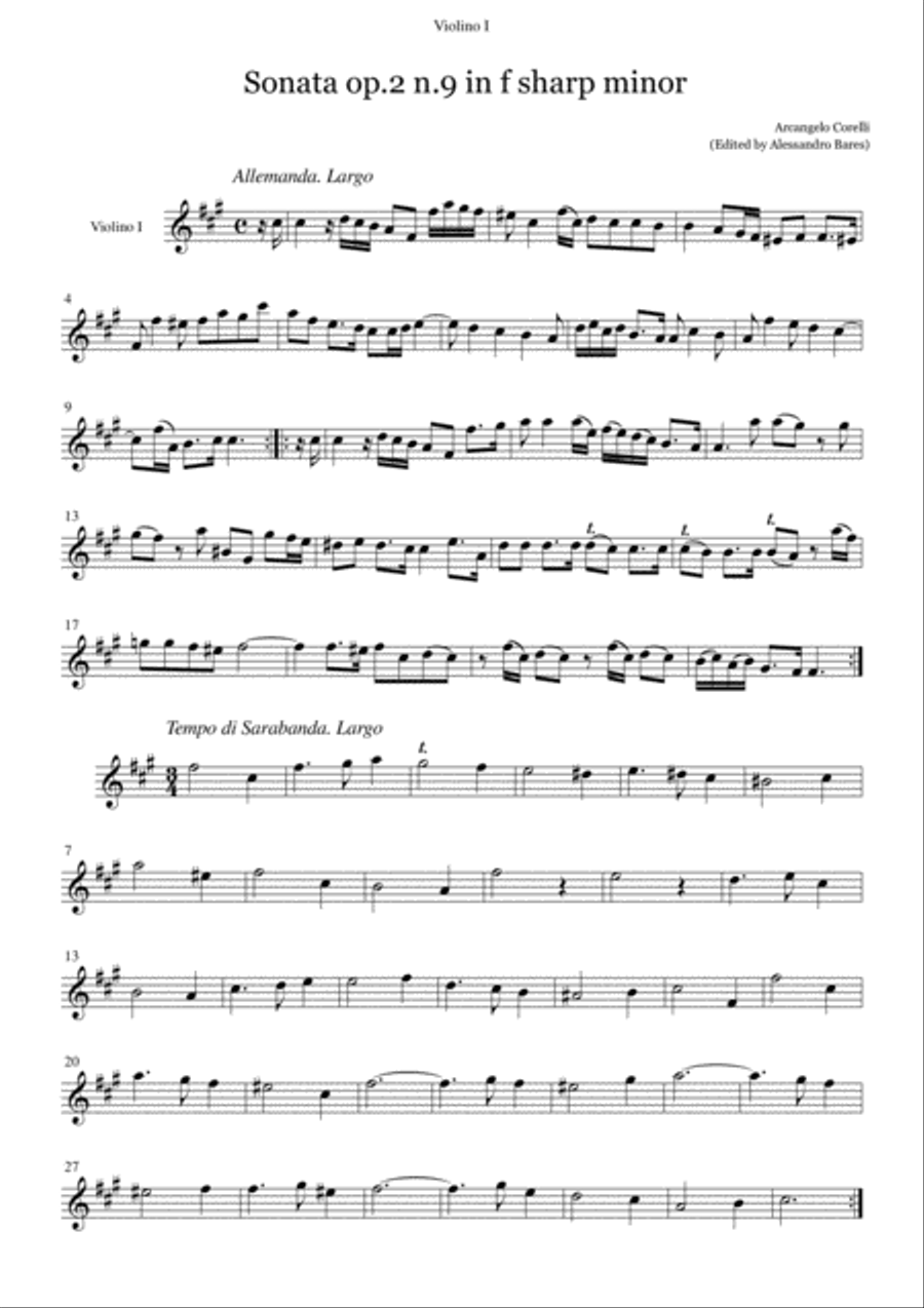 Corelli, Sonata op.2 n.9 in f sharp minor Small Ensemble scores gallery preview page 6