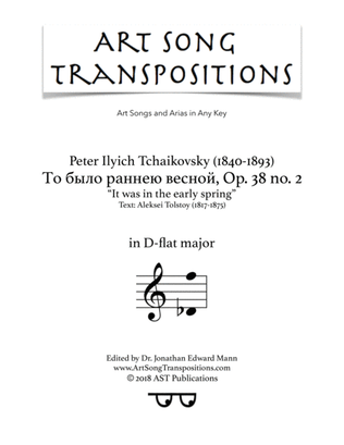 Book cover for TCHAIKOVSKY: То было раннею весной, Op. 38 no. 2 (transposed to D-flat major)