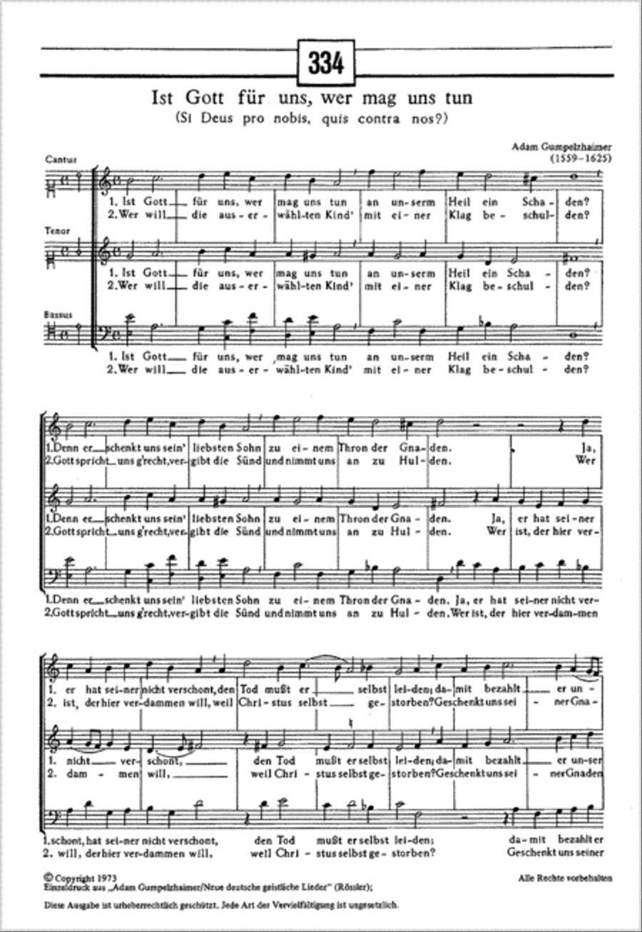 With God for us (Ist Gott fur uns, wer mag uns wider sein) 3-Part scores gallery preview page 1