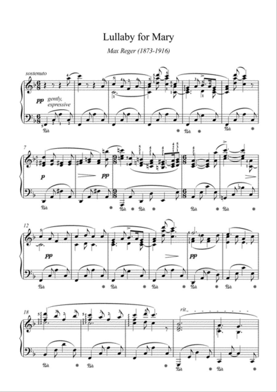 Lullaby for Mary piano solo by Max Reger Piano Solo scores gallery preview page 2