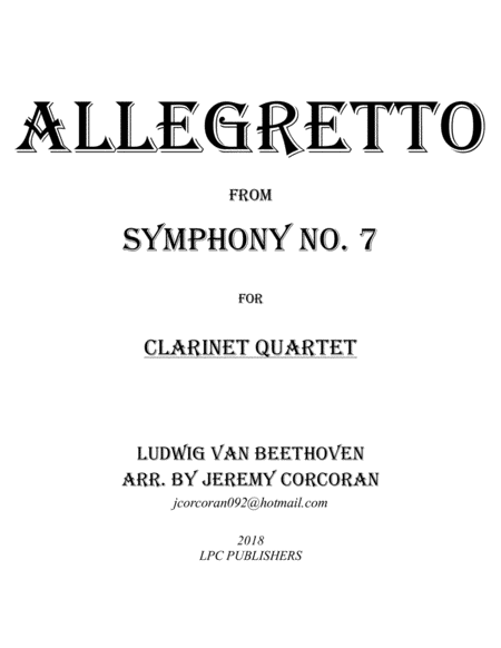 Allegretto from Symphony No. 7 for Clarinet Quartet image number null