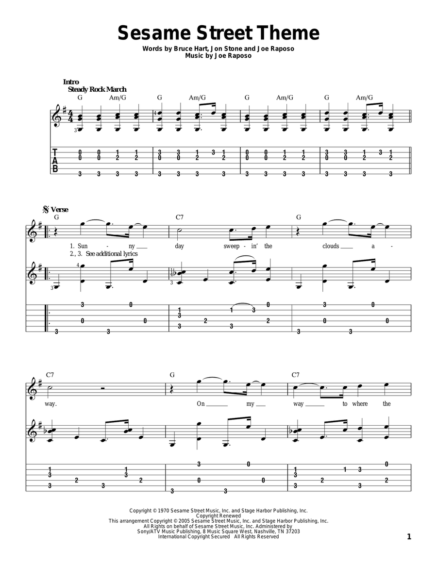 Sesame Street Theme Sesame Street Theme Guitar Solo scores gallery preview page 1