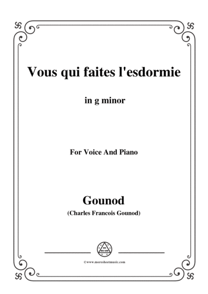 Gounod-Vous qui faites l'esdormie in g minor, for Voice and Piano image number null