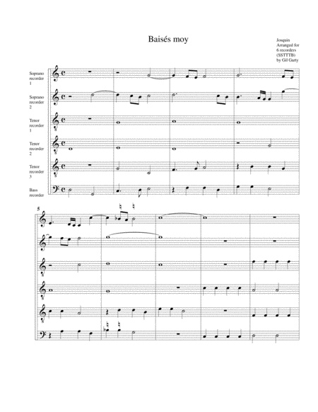 Baisés moy a6 (arrangement for 6 recorders)