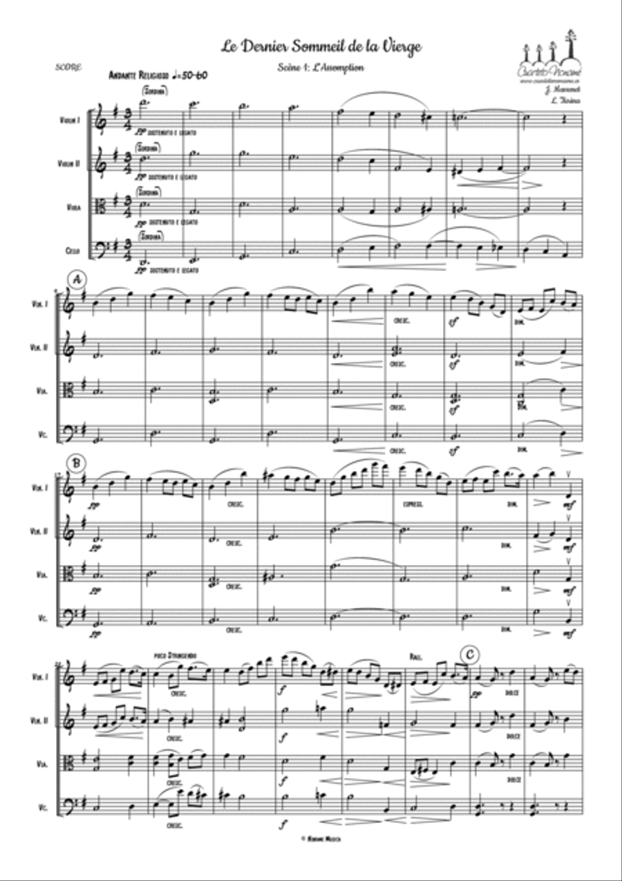 Le Dernier Sommeil de la Vierge - Scène 1: L'Assomption - Score Only String Quartet scores gallery preview page 2