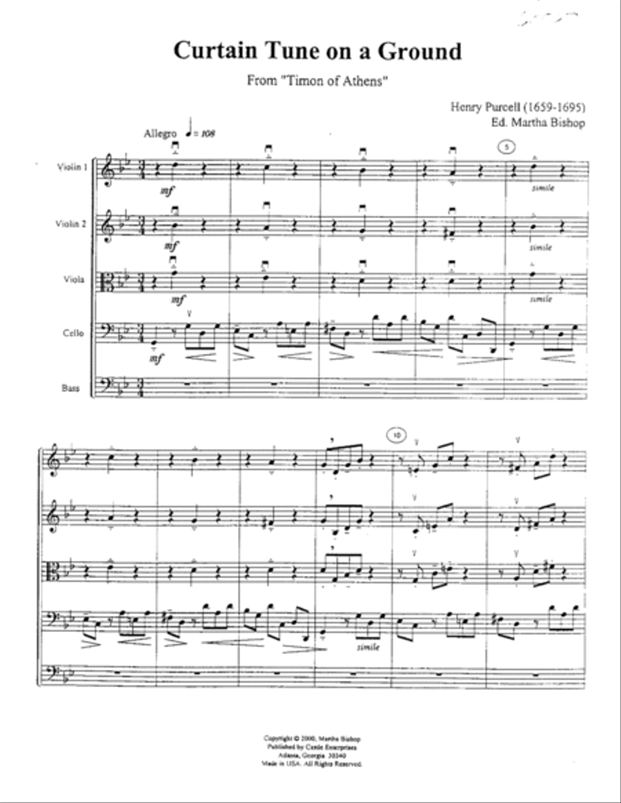 Timon of Athens: Curtain Tune on a Ground Orchestra scores gallery preview page 2