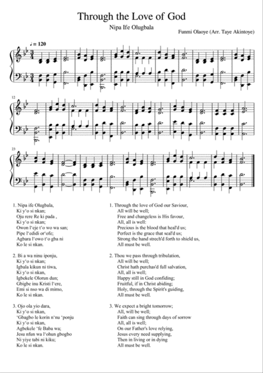 Through the love of God Choir scores gallery preview page 1