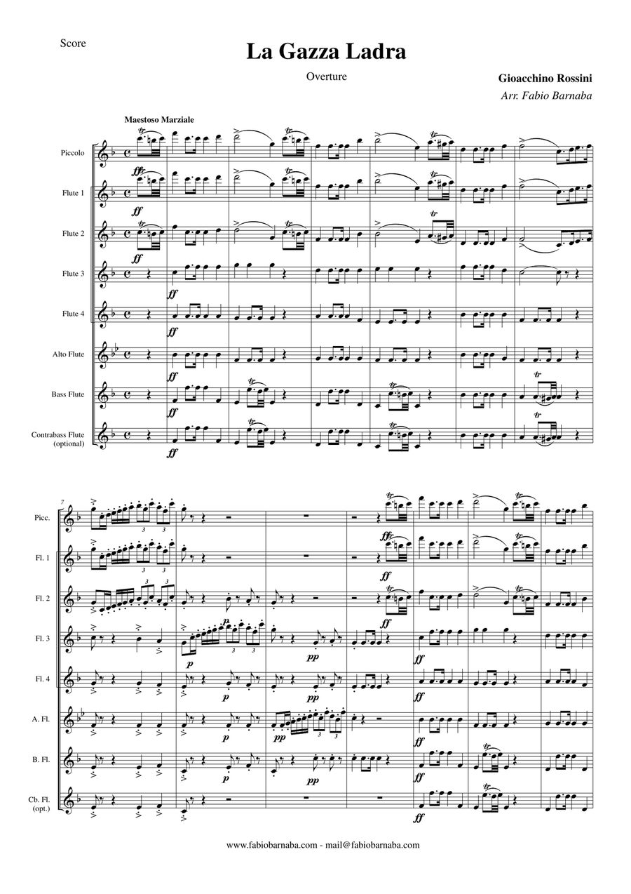 La Gazza Ladra (The Thieving Magpie) by Rossini - Overture for Flute Choir Flute Choir scores gallery preview page 2